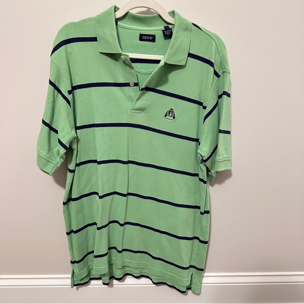 IZOD green striped polo
